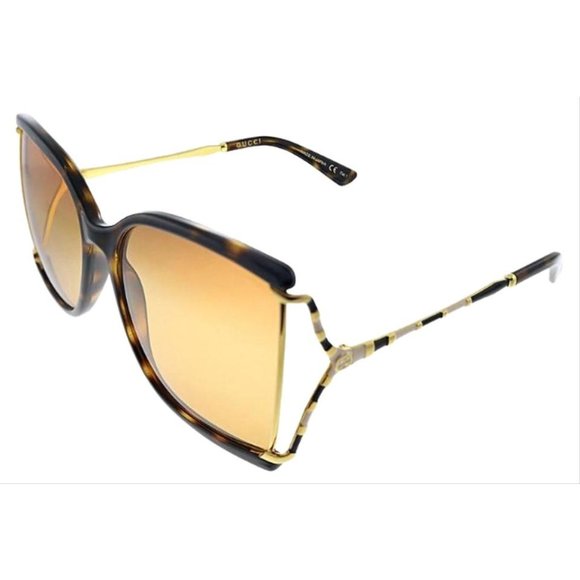Gucci Accessories - Gucci Havana/Gold Oversized Sunglasses GG0592S-003